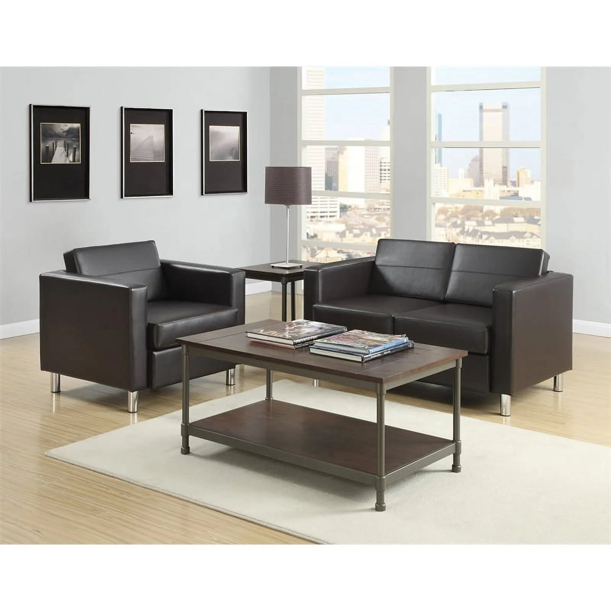 Black Vinyl Upholstered Barrel Club Chair C95283
