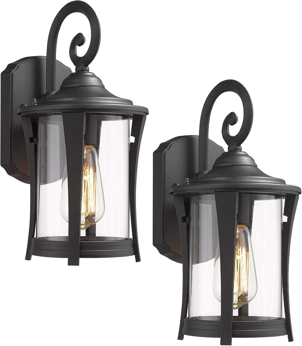 1-Light Matte Black Cast Aluminum Outdoor Wall Light Fixture with Clear Glass Y5978