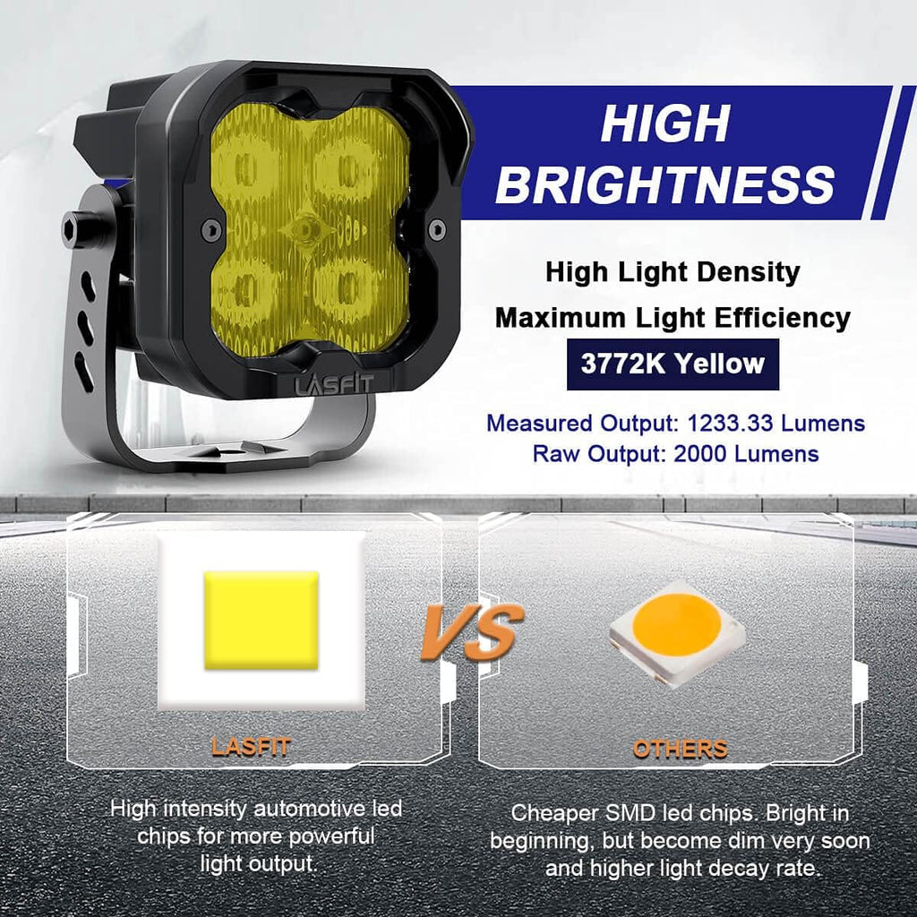 Yellow 3 inch 2pcs 18W 3700K LED Pod Lights J30333