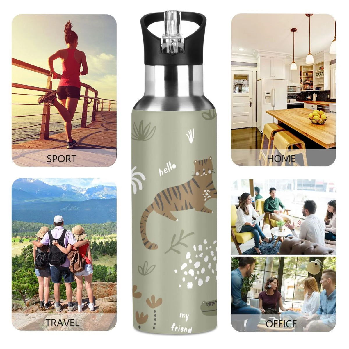 Green Vacuum Insulated Stainless Steel Water Bottle 20 OZ J1945