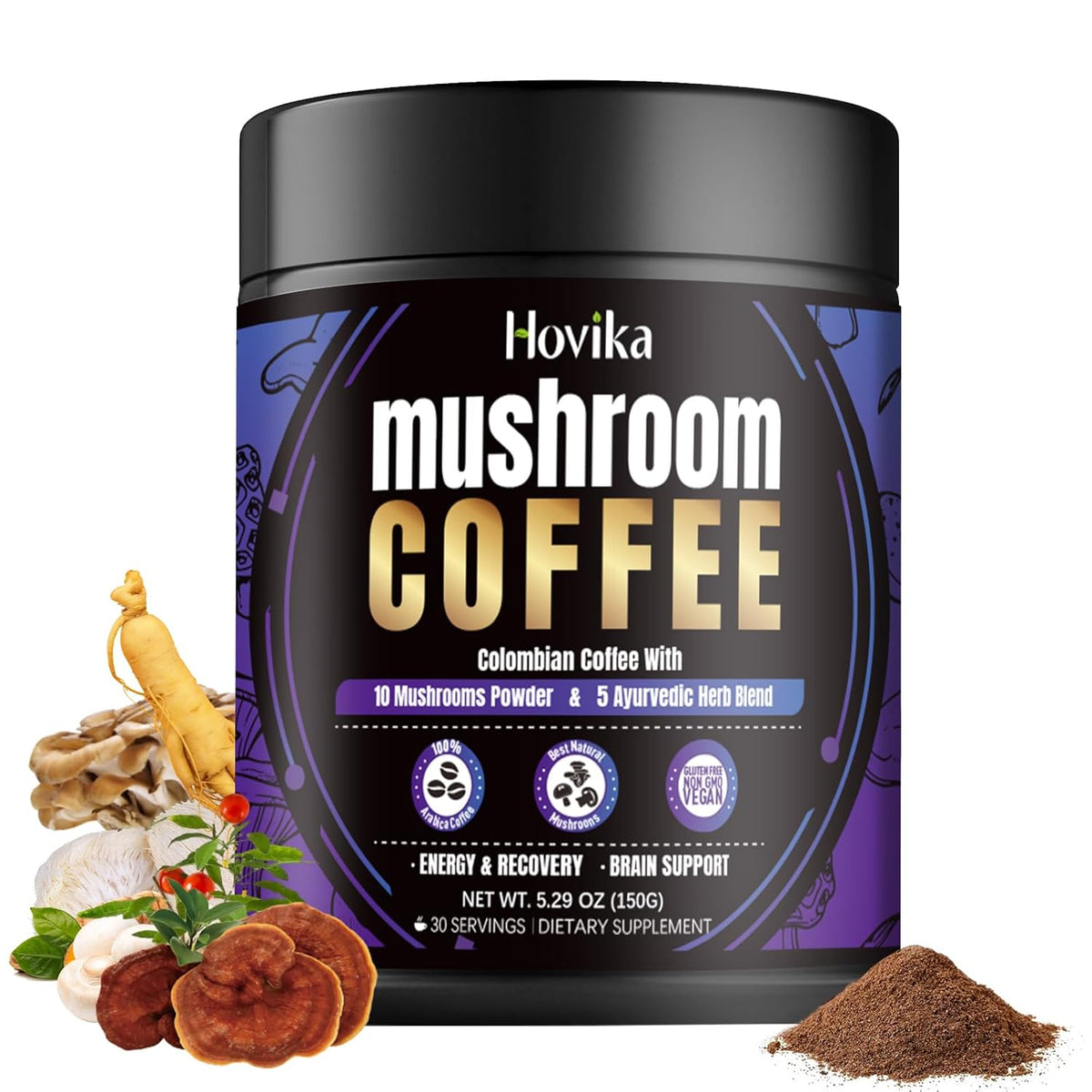 Organic Mushroom Colombian Instant Coffee 6.3 Oz 28 Servings R427