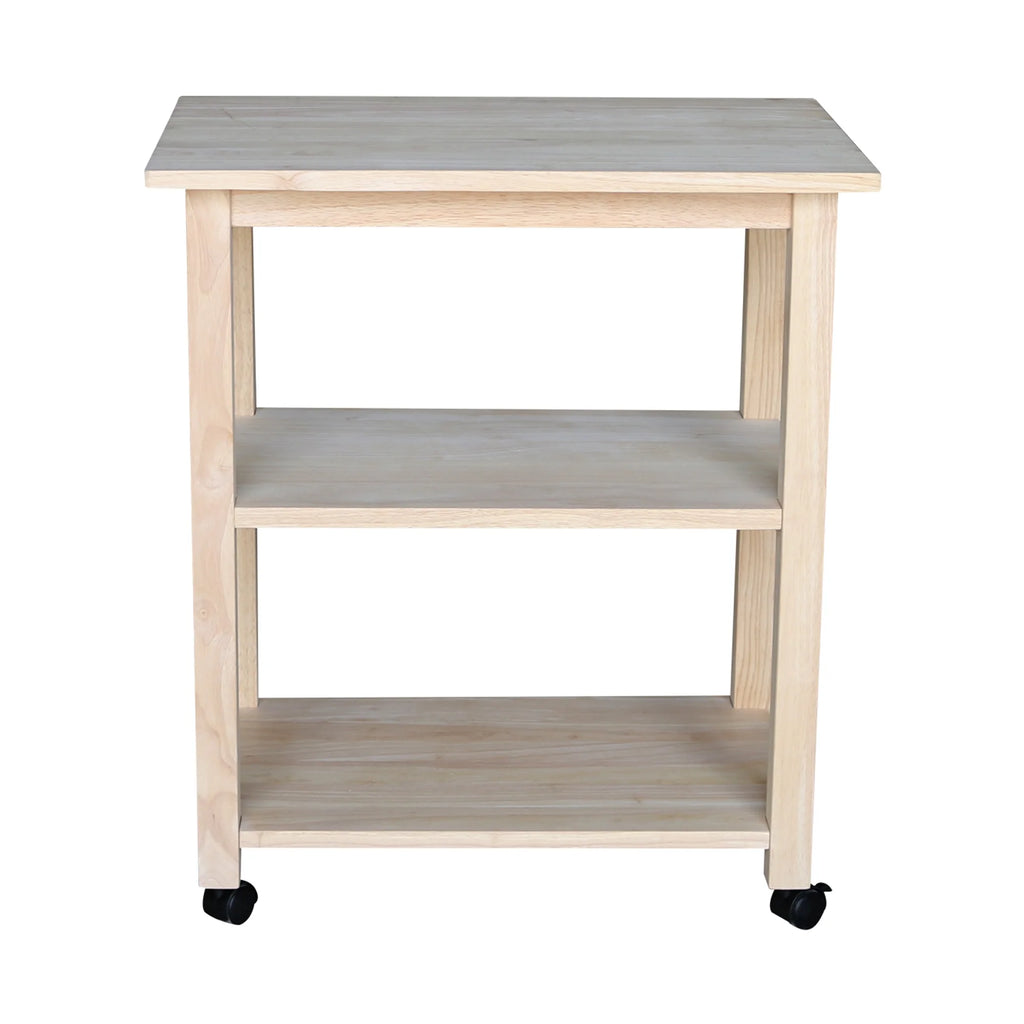 Unfinished Wood Microwave Kitchen Cart K2827