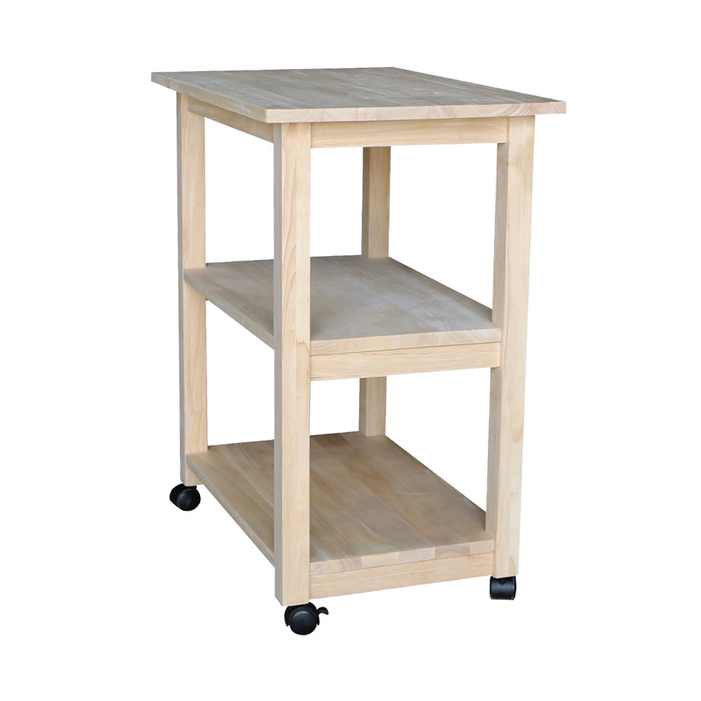 Unfinished Wood Microwave Kitchen Cart K2827