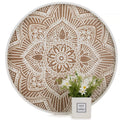 Round White Washed Wood Decorative Tray S7003