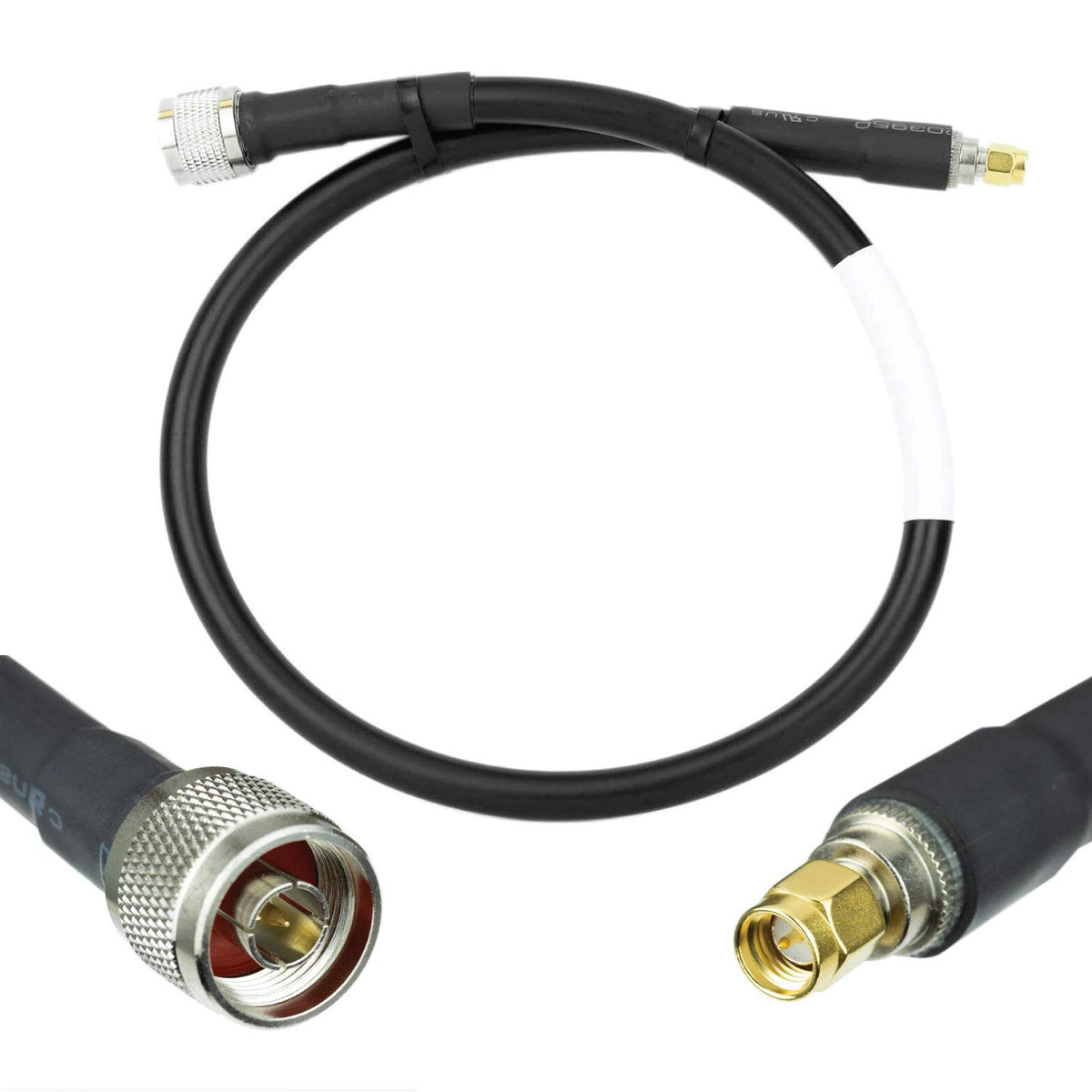 50-ohm N-Male to N-Male Black Coax Cable 60ft Q644