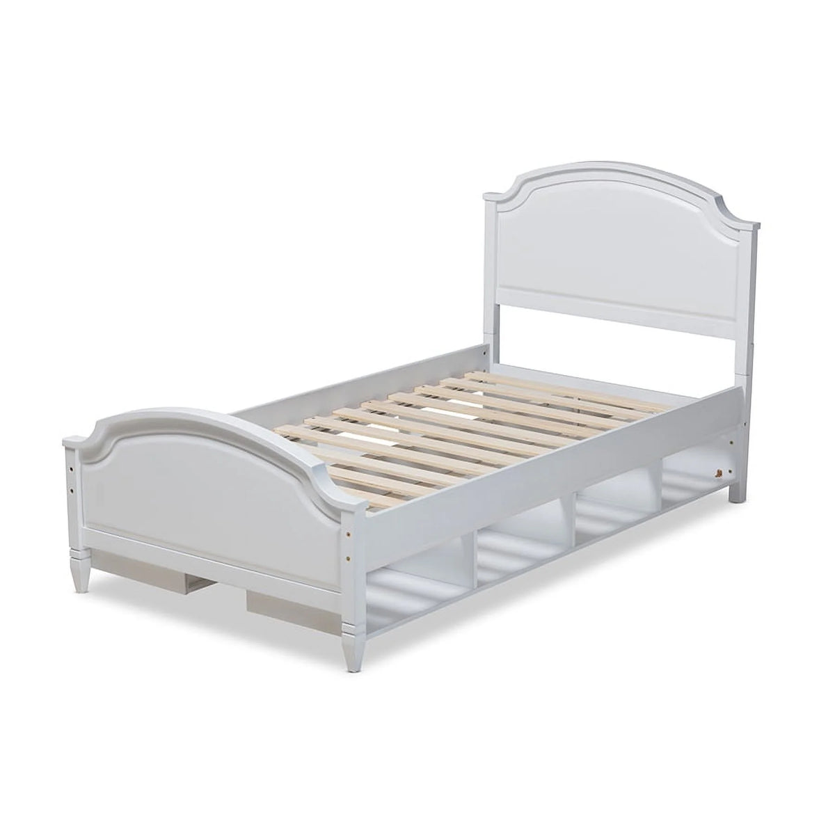 White Wood Twin Size Storage Platform Bed O11984