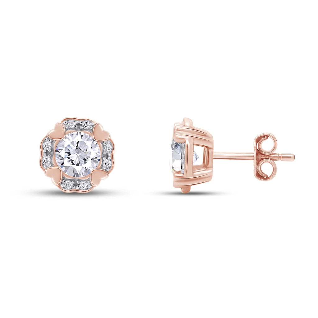 Moissanite Stud Earring 1 Carat 5MM D Color VVS1 Prong Setting 18K Rose Gold Over Sterling Silver Y441332