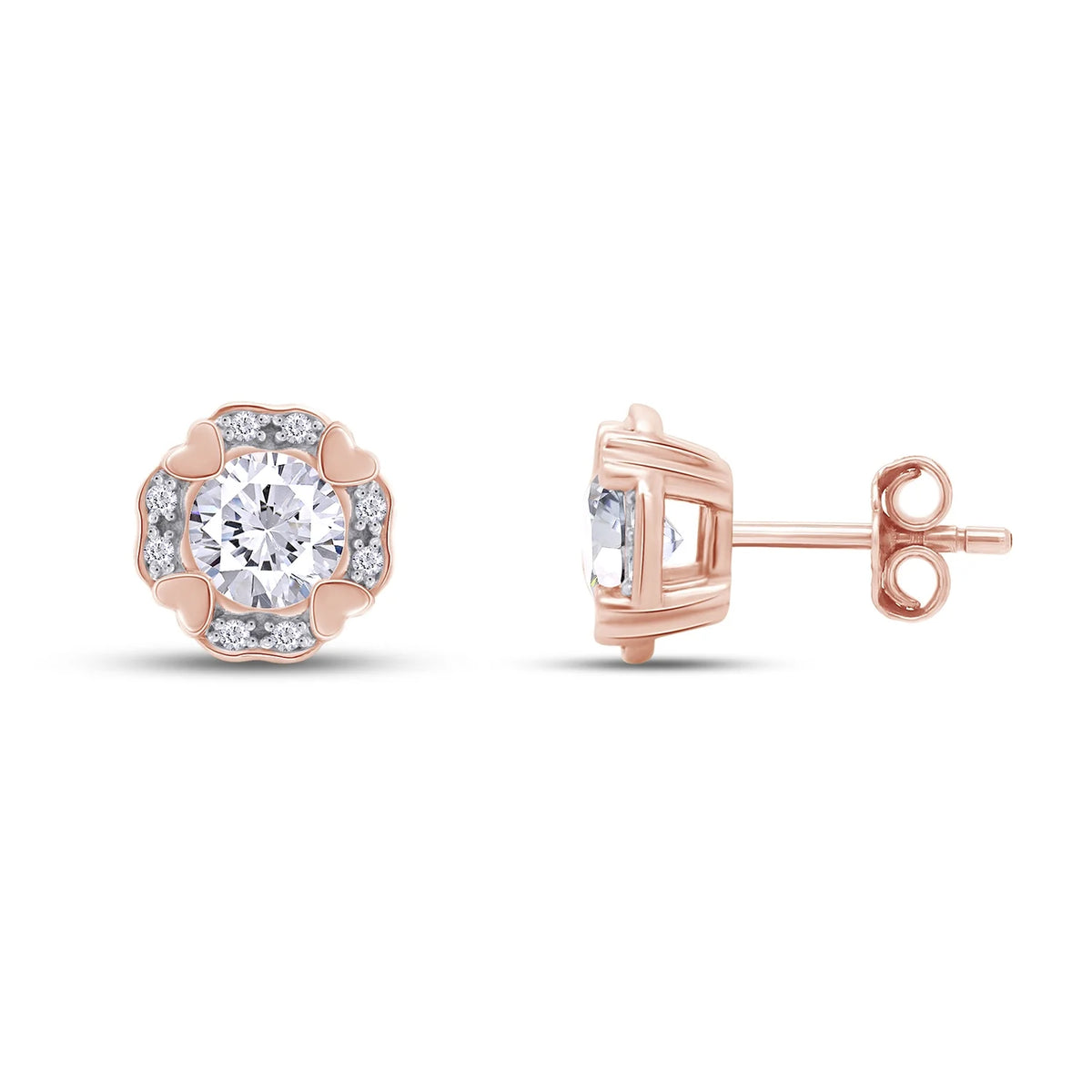 Moissanite Stud Earring 1 Carat 5MM D Color VVS1 Prong Setting 18K Rose Gold Over Sterling Silver Y441332
