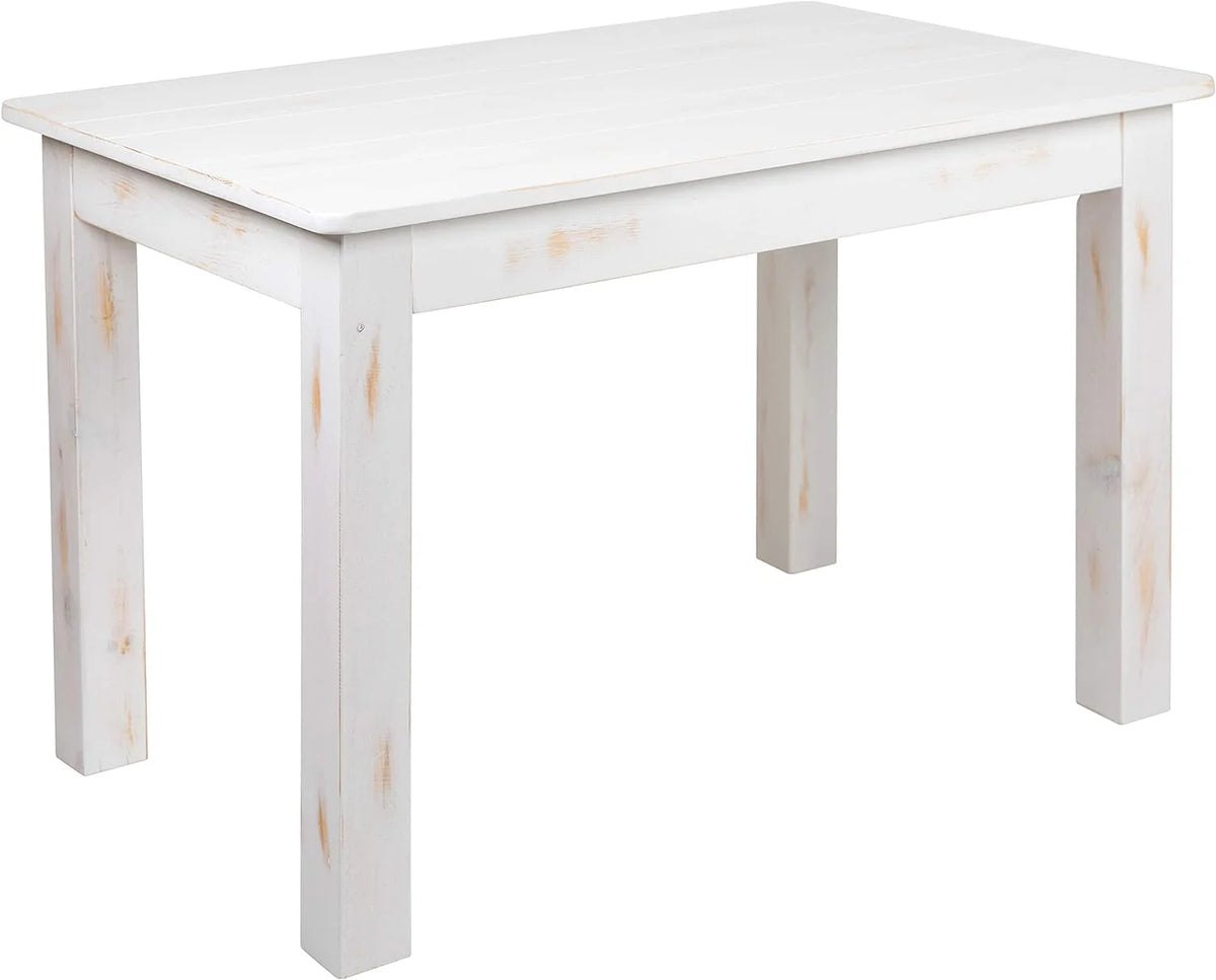46" X 30" Rectangular Antique Rustic White Solid Pine Dining Table V11085