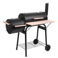 Charcoal Grill Portable BBQ Grill and Offset Smoker Steel BBQ Pit Black O8677