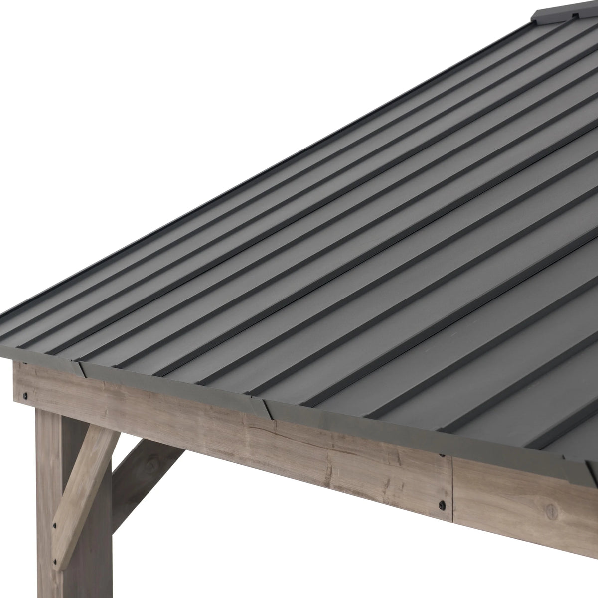 Cedar Framed Gazebo with Matte-Black Steel Gable Roof Hardtop M757416