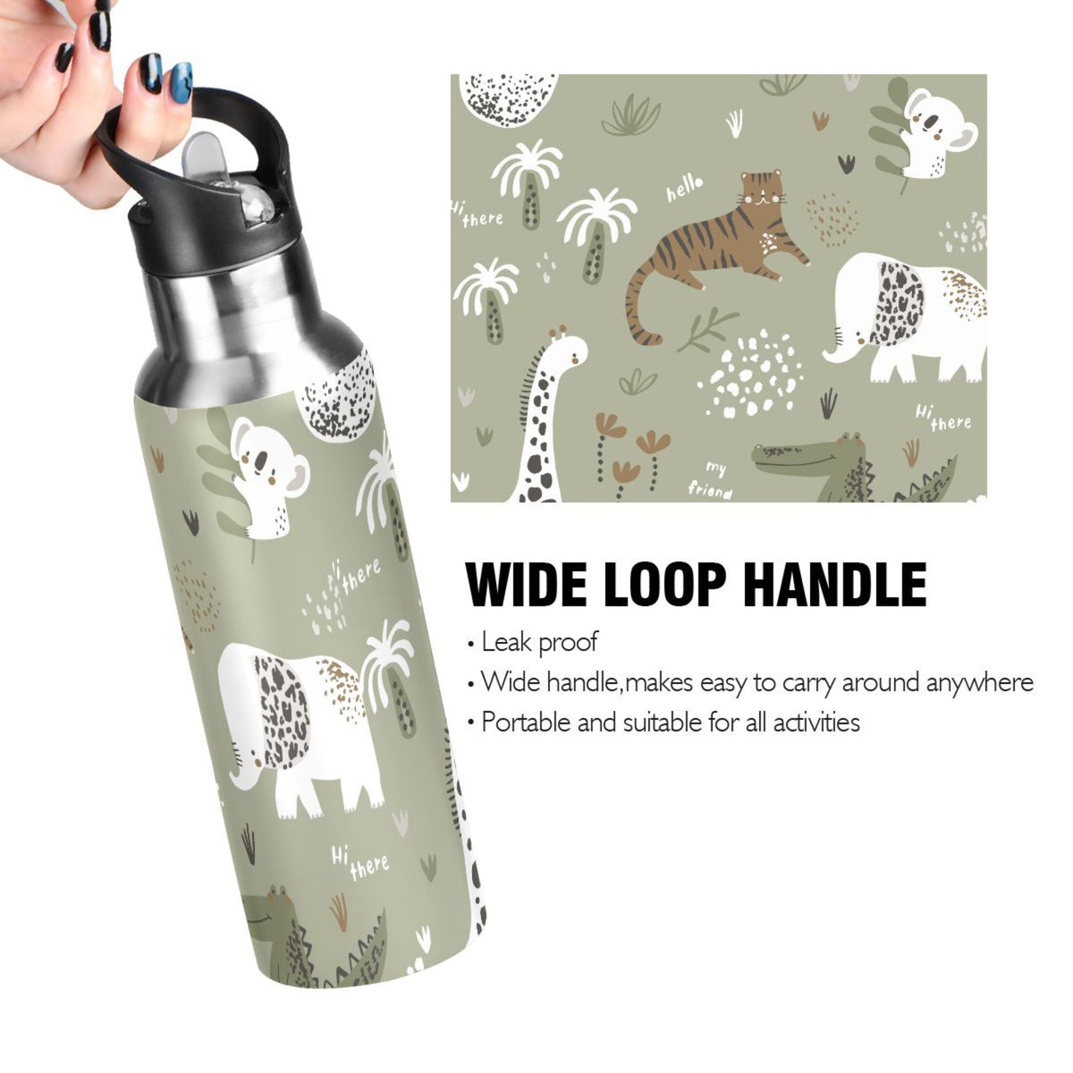 Green Vacuum Insulated Stainless Steel Water Bottle 20 OZ J1945