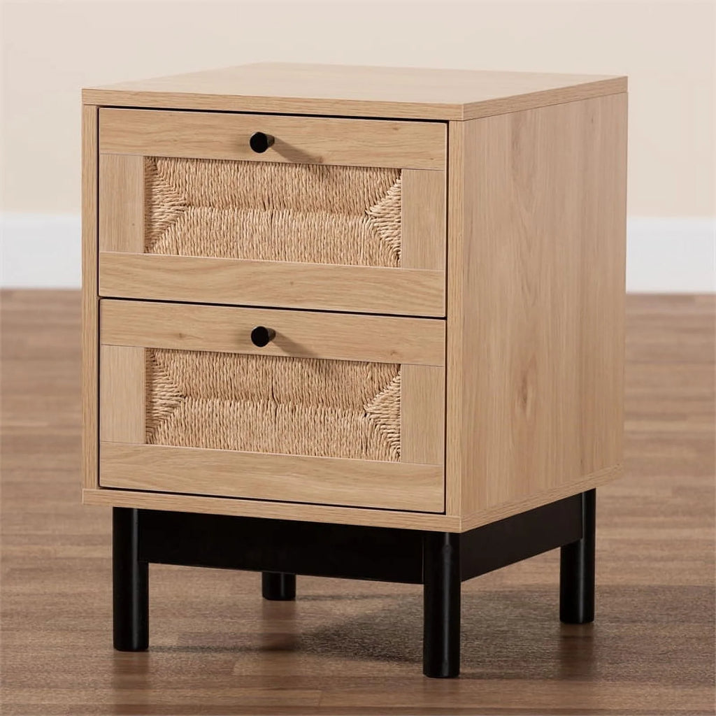 2-Drawer Mid-Century Wood End Table V376
