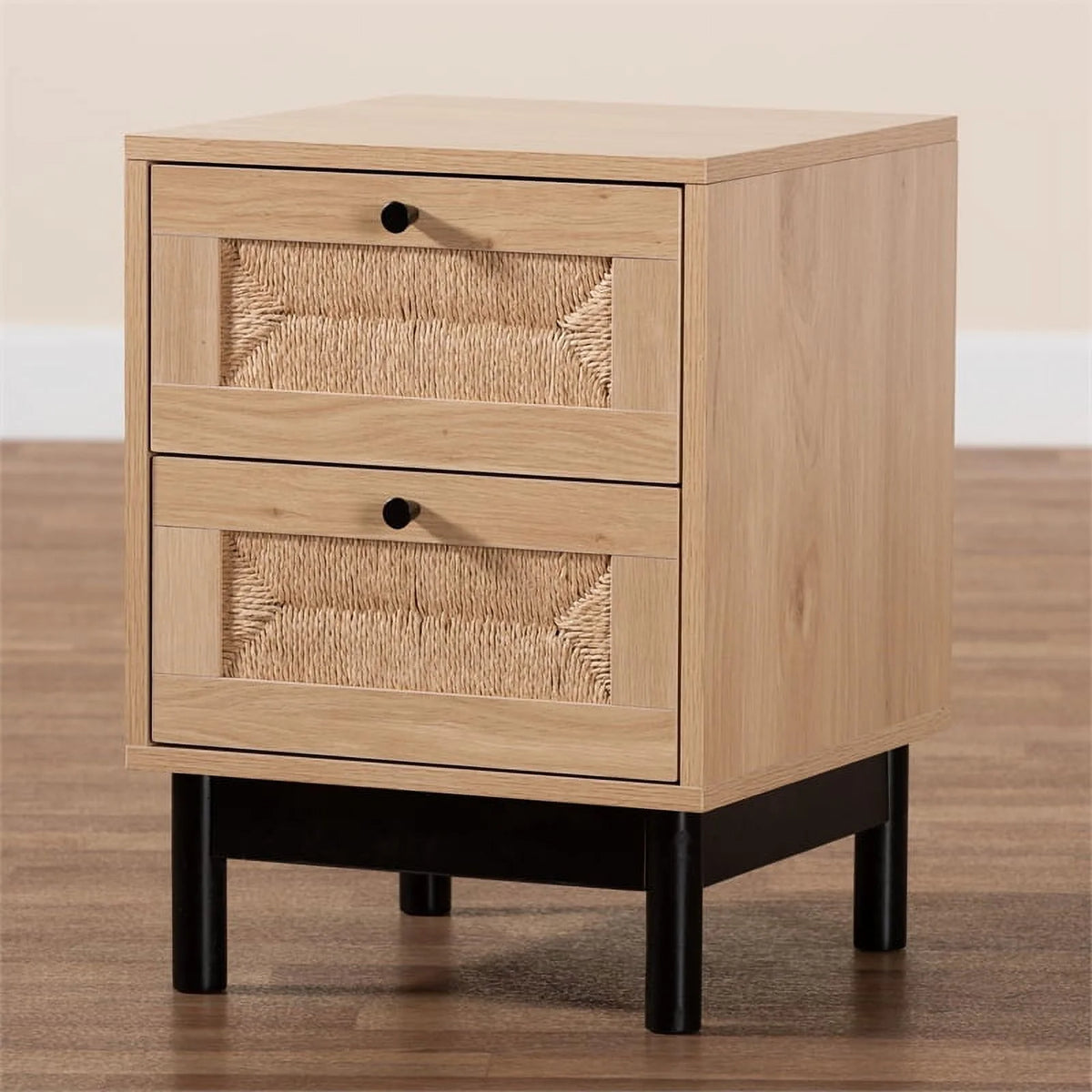 2-Drawer Mid-Century Wood End Table V376
