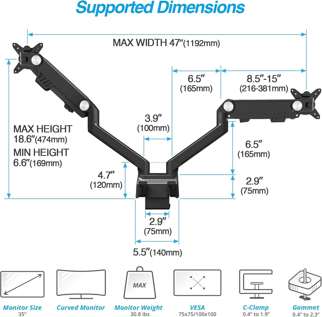 Dual 24-35 Monitor Arm Desk Mount W16528