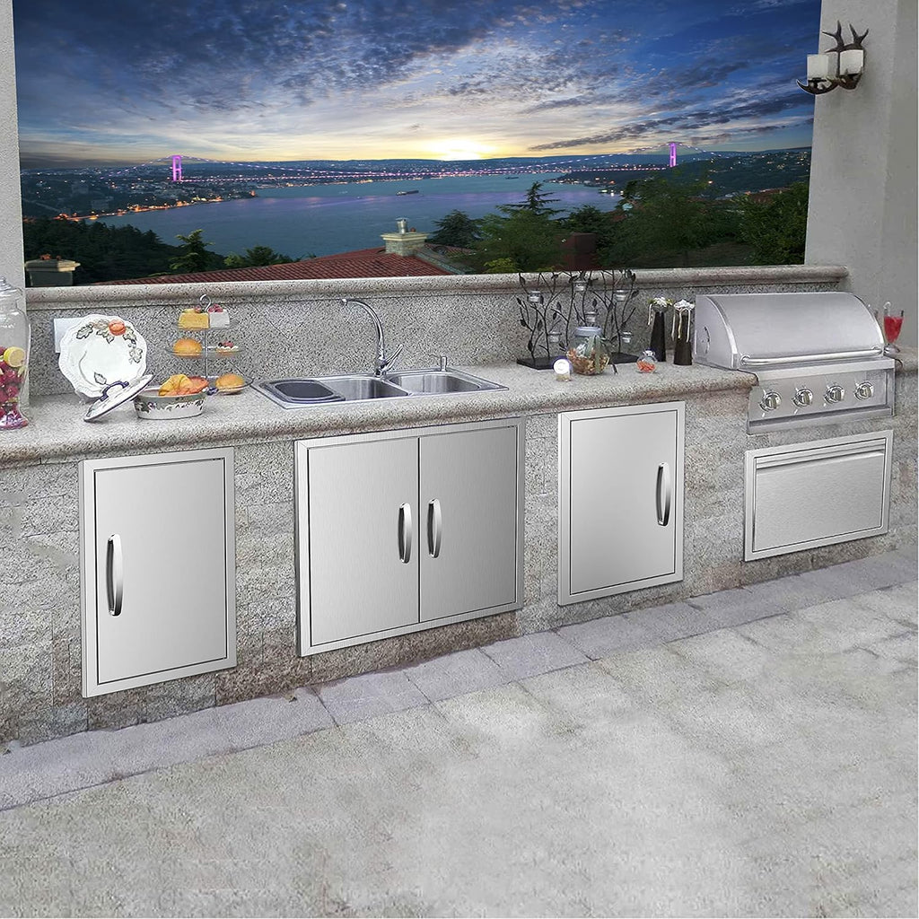 Stainless Steel 24''W x 24''H Outdoor Kitchen Doors U70465