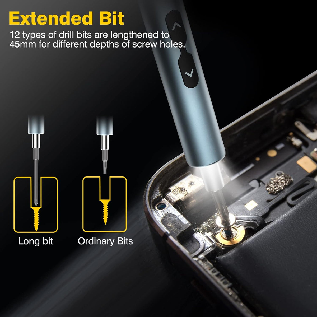 Electric Screwdriver, 62-in-1 Mini Rechargeable Cordless Precision Screwdriver Set with LED Light and 48 Magnetic Bits, Gray C107