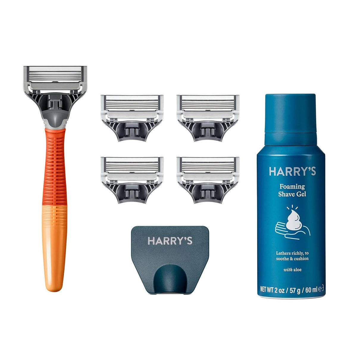 Men's Razor Set with 5 Razor Blade Refills, Travel Blade Cover, 2 oz Shave Gel (Ember) & Body Wash Shower Gel - Stone, 16 Fl Oz (Pack of 3) Y565390