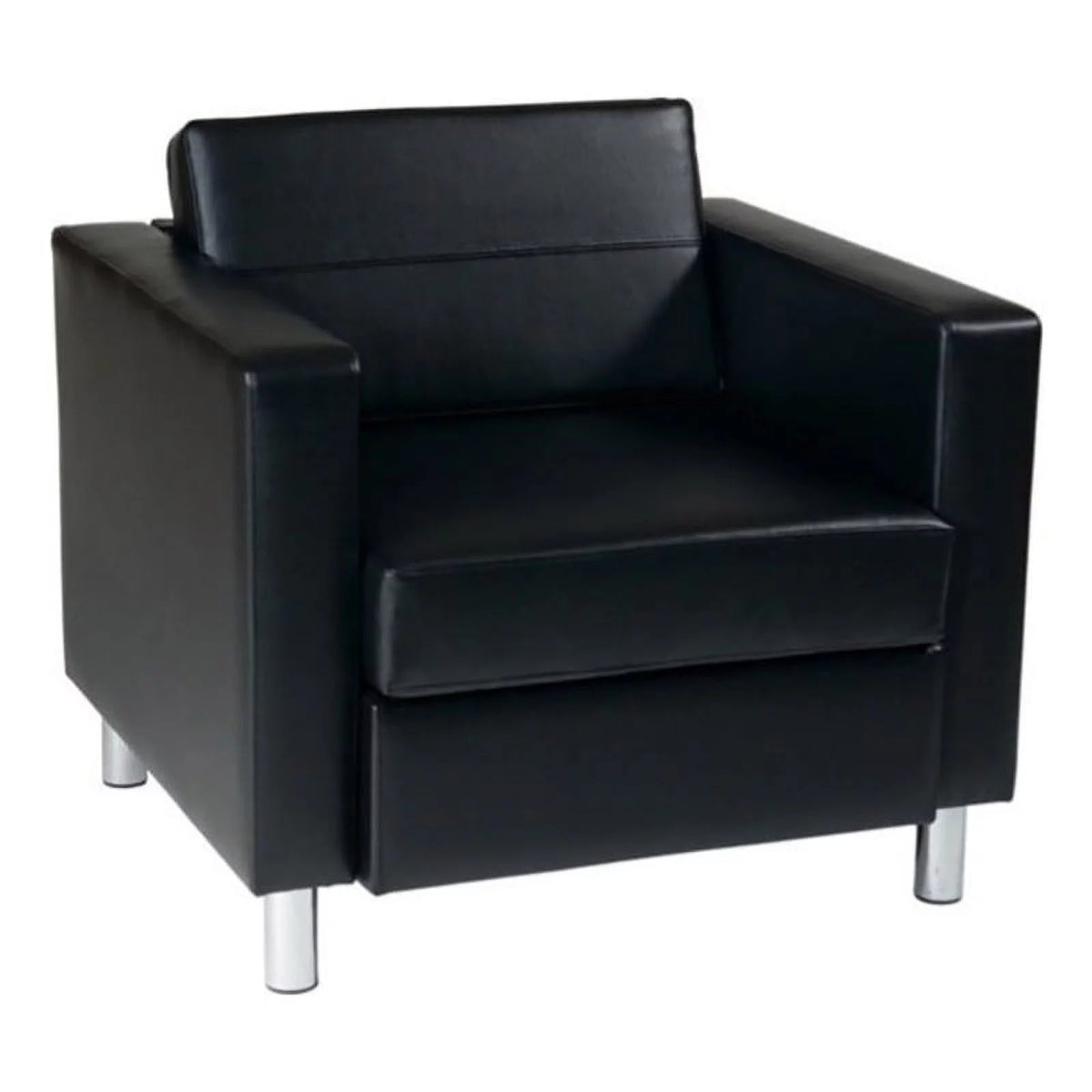 Black Vinyl Upholstered Barrel Club Chair C95283