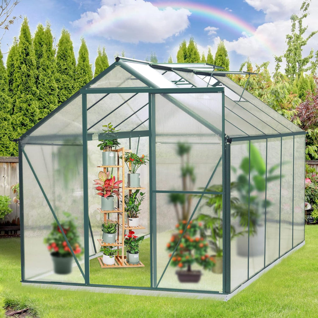 6'x8' Polycarbonate Aluminum Greenhouse with Window W6189