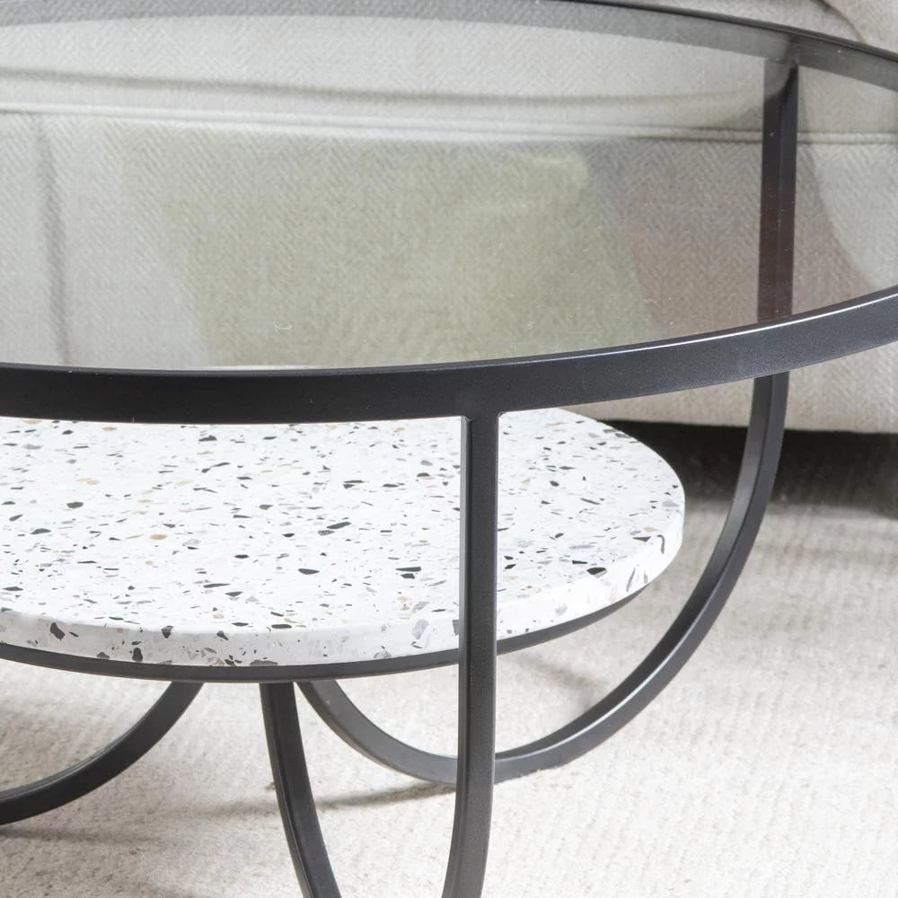 Black Metal Terrazzo Coffee Table X39449