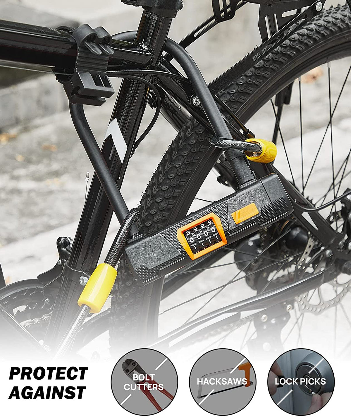 14.6mm Bike U Lock with 1800mm Steel Chain Cable and Mount Holder, 2 Pack W7377