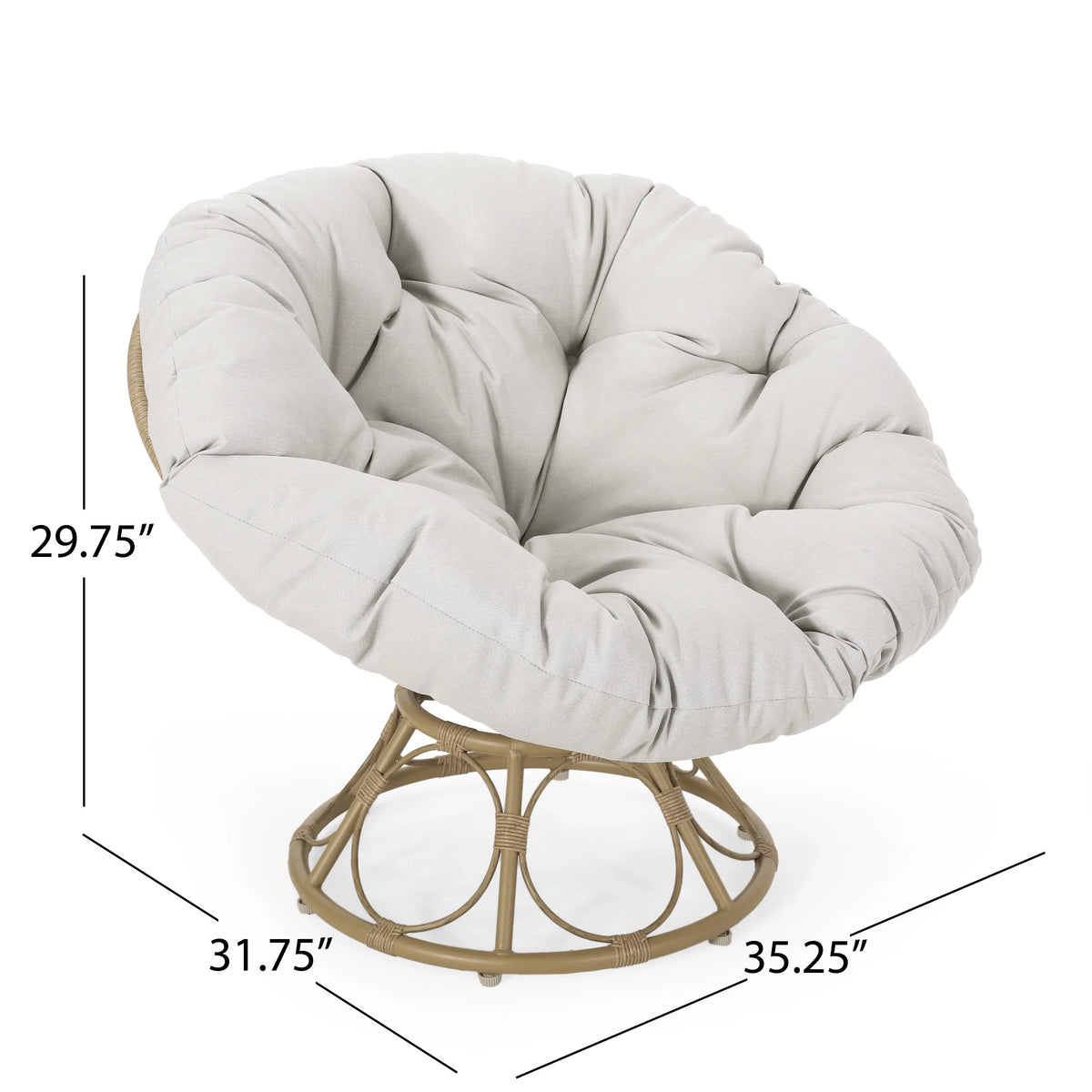 Papasan Swivel Chair Cushion Light Brown and Beige X81903