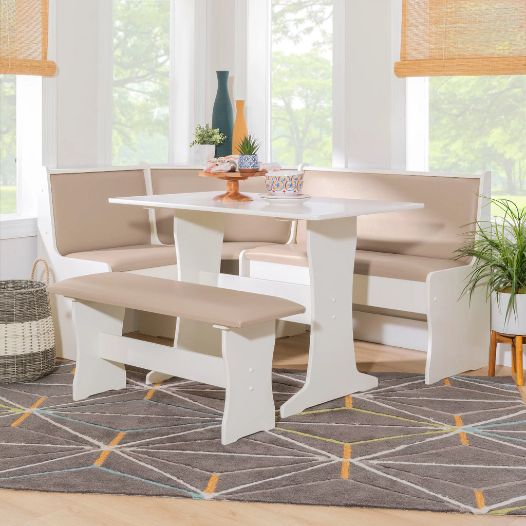 Tan Dining Table and Bench Set with Storage P832