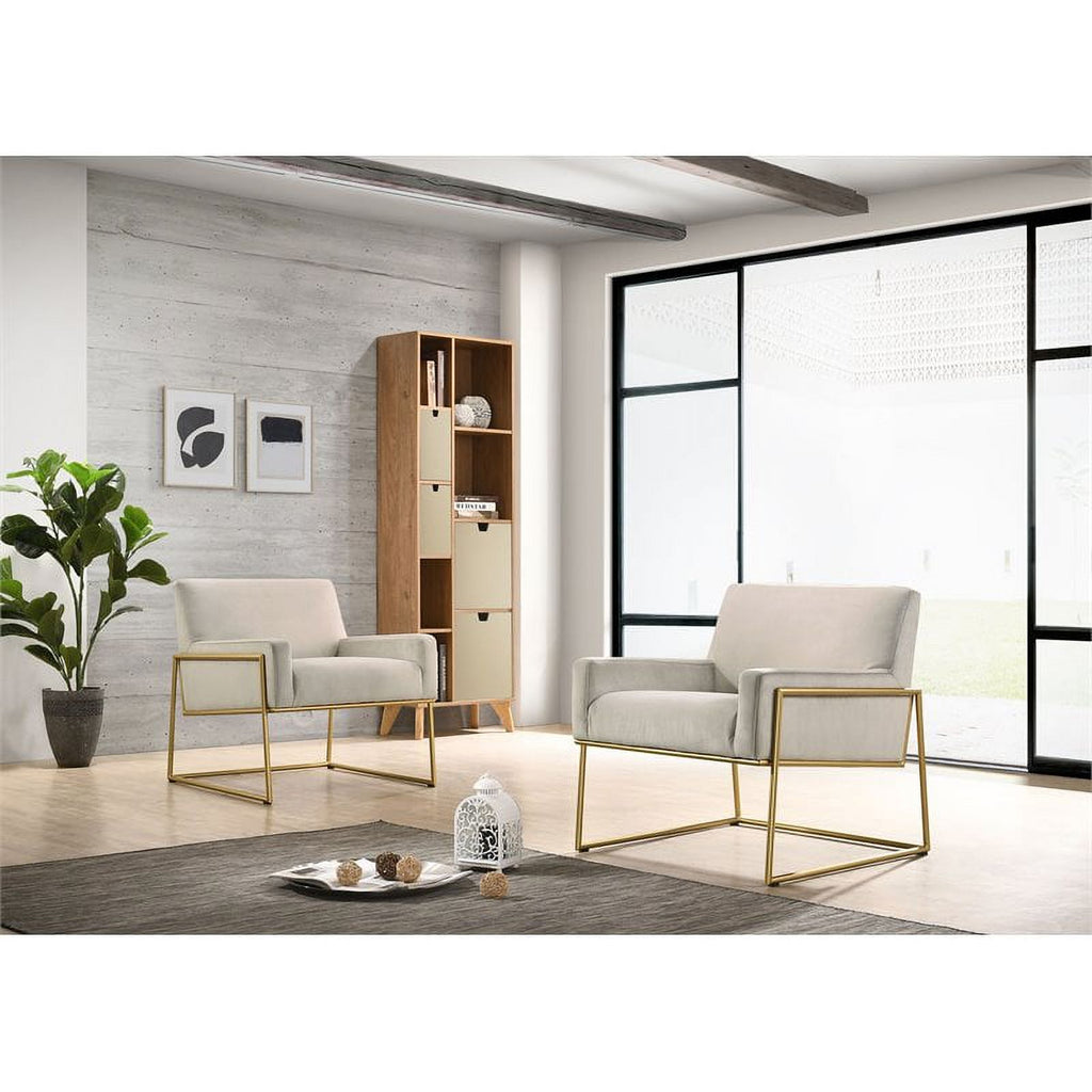 Steel & Velvet Upholstered Lounge Accent Chair in Abalone Gray K73552