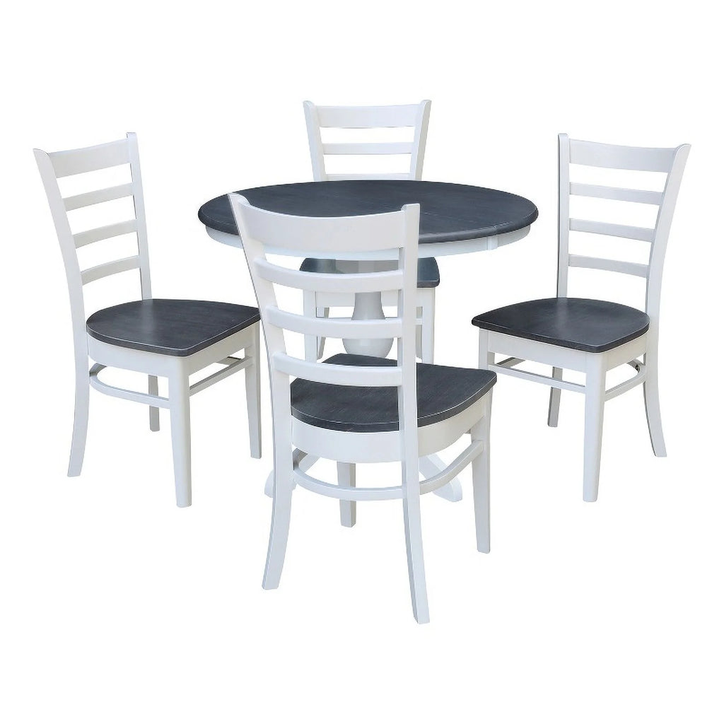 Round Wood Extension Dining Table with 4 Chairs P170136