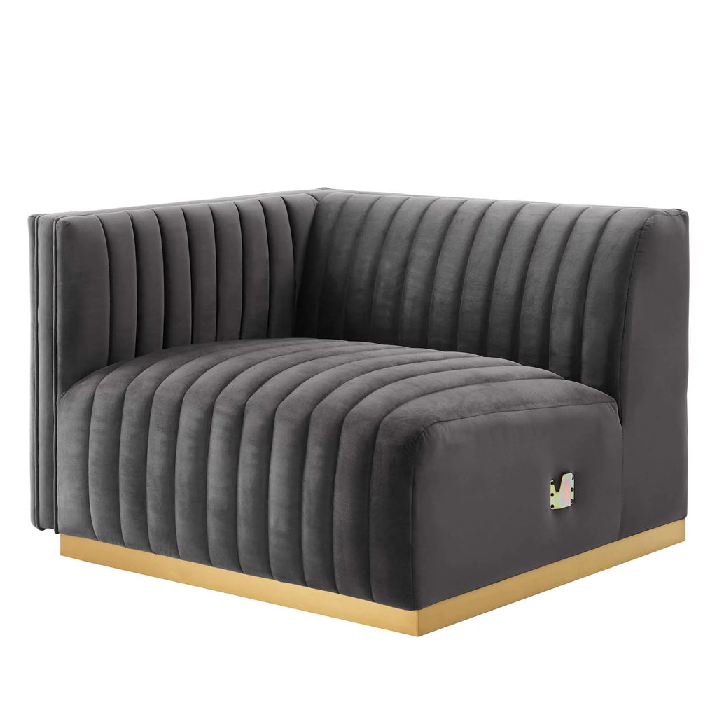 Gold Gray Velvet 4-Piece Sectional G294