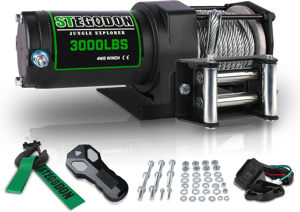 3500 lb. Load Capacity 12V Synthetic Rope Electric Winch with Wireless Remote Y206774