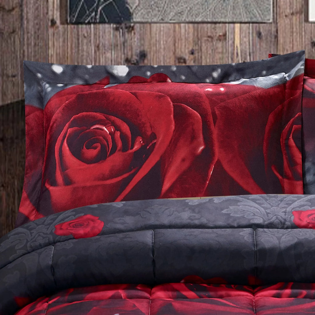 3D Rose Print Comforter Set King Size G353