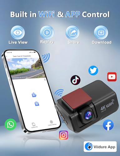 4K+1080P WiFi Dual Dash Cam with 3’’ IPS Screen and 64GB Card D478