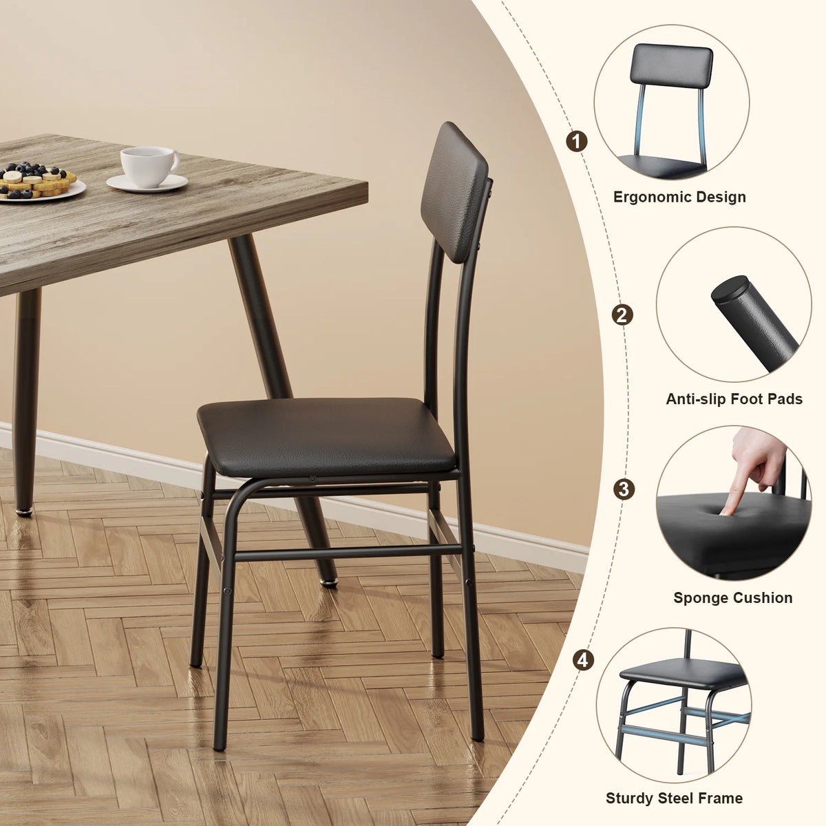 Dining Table Set for 4 Gray E6732