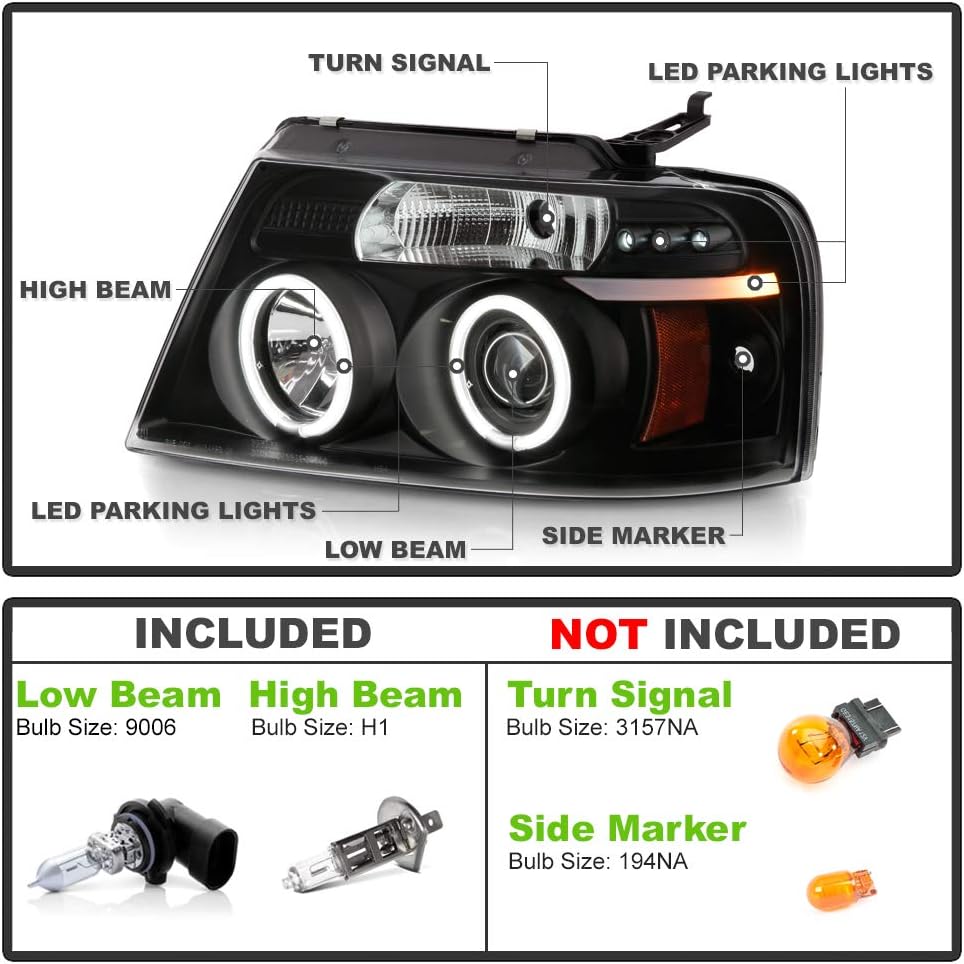 Black Housing Projector Headlights D99563