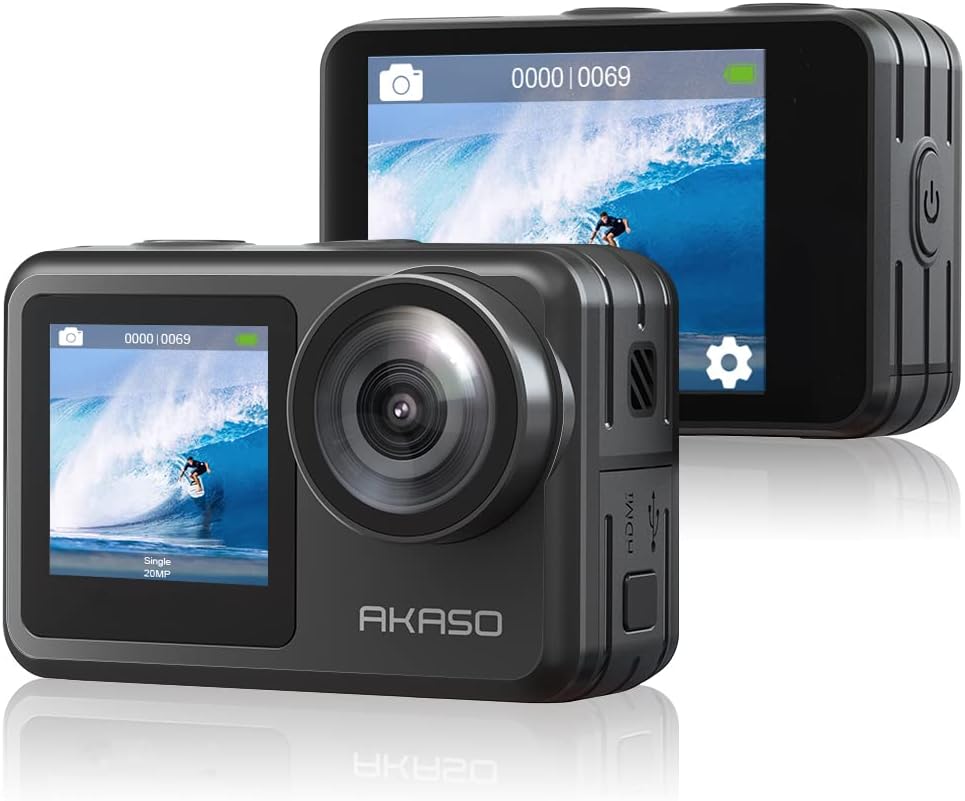 4K30FPS 20MP WiFi Action Camera with Touch Screen EIS 2.0 Remote Control 131 Feet Underwater Camera with 2X 1350mAh Batteries D30723