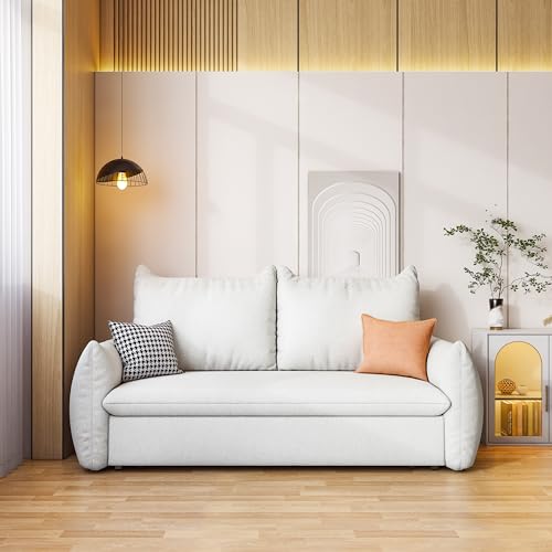 Queen Size Convertible Sleeper Sofa Bed with Storage Chaise, Boucle Fabric C745052