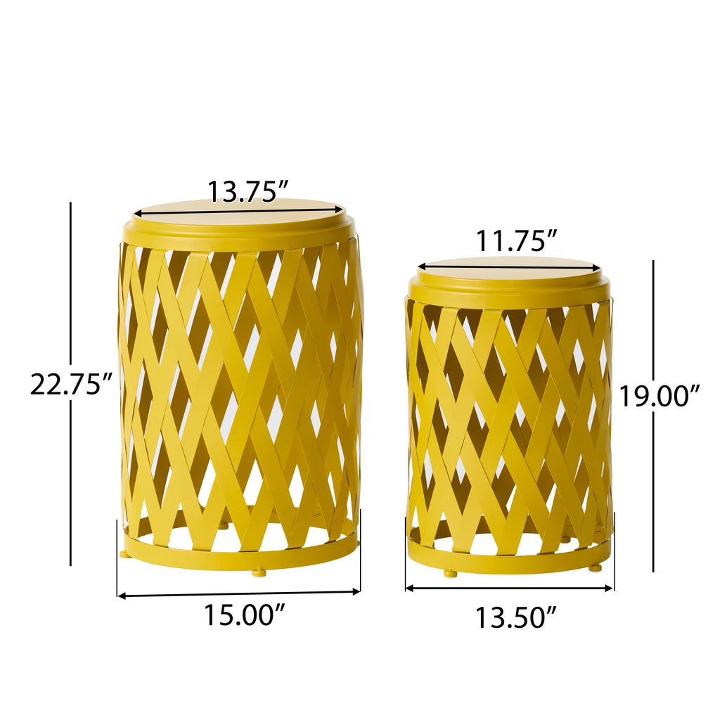 Iron Side Table Set Matte Yellow M134193