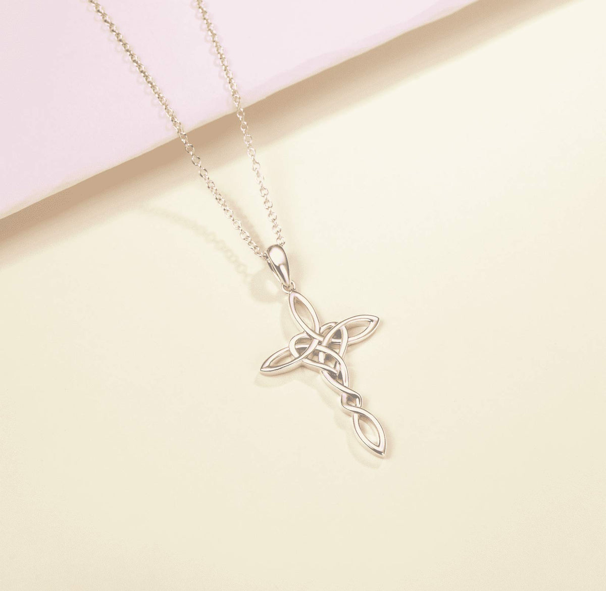 14K Gold Plated Sterling Silver Celtic Knot Cross Pendant Necklace L11112