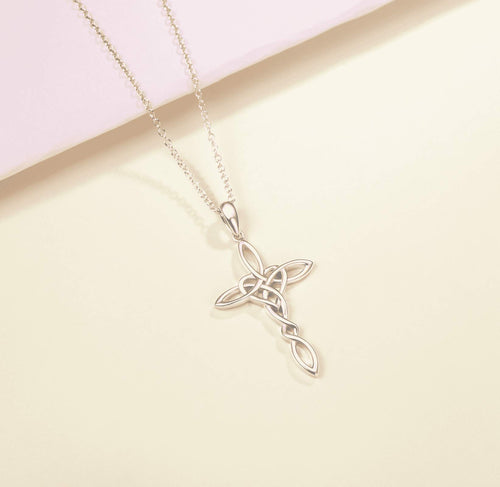 14K Gold Plated Sterling Silver Celtic Knot Cross Pendant Necklace L11112