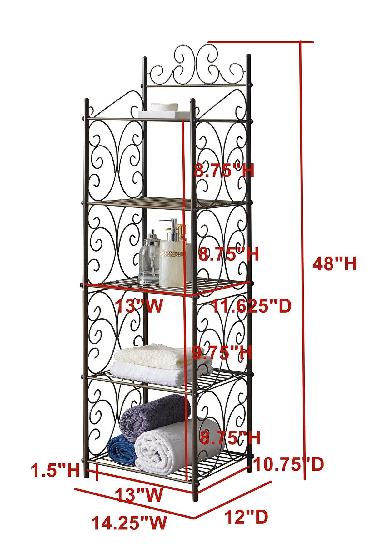 5 Tier Metal Kitchen Bathroom Storage Shelving Unit O318