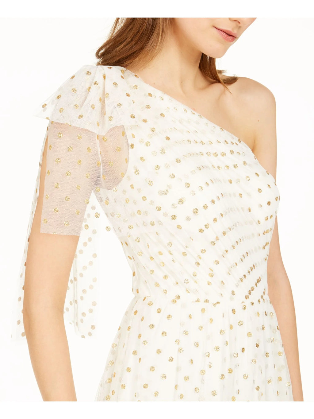 Ivory Glitter One Shoulder Sleeveless Maxi A-Line Dress V900553