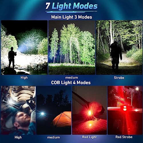 Rechargeable LED Flashlight High Lumen Super Bright COB Work Light IPX7 Waterproof W6025