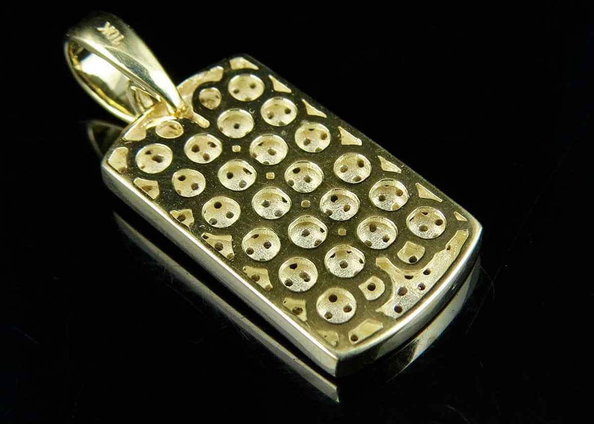 10K Yellow Gold Dogtag Diamond Pendant with 10K Franco Chain T2586
