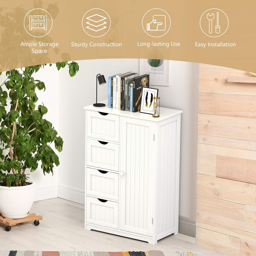 Bathroom Floor Cabinet with 4 Drawers and Door L1200