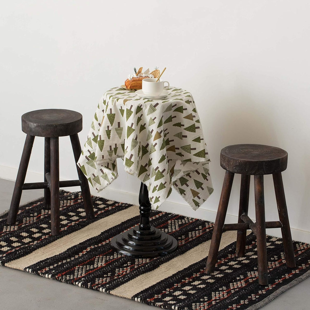 Antique Round Wooden Stools Set of 2 S40011