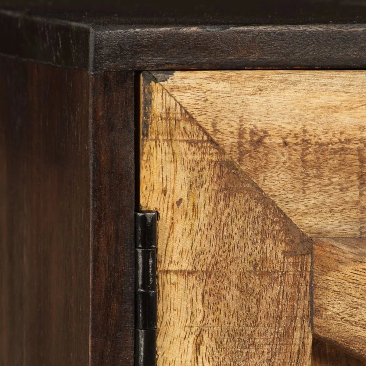 Mango Wood TV Cabinet with 2 Doors and Storage Shelves B7907