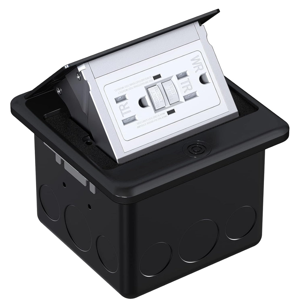 Brushed Nickel Pop Up Floor Outlet Covers Box with 20 Amp Stainless Steel GFCI Tamper Resistant Receptacle Outlet, Pack of 2 T224060