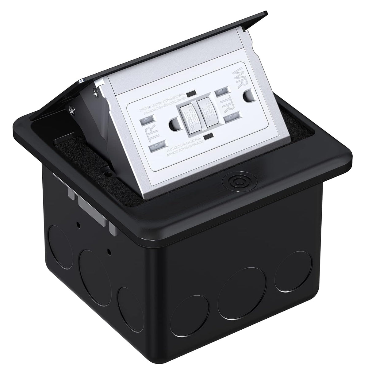 Brushed Nickel Pop Up Floor Outlet Covers Box with 20 Amp Stainless Steel GFCI Tamper Resistant Receptacle Outlet, Pack of 2 T224060